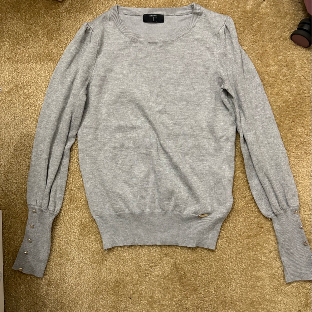 Tahari Gray Cowl Neck Sweater